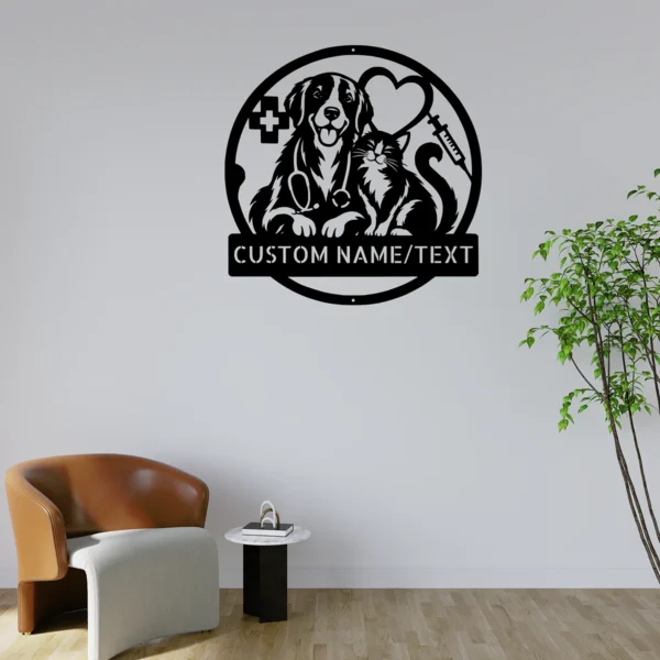 Custom Veterinary Clinic Metal Sign Personalized Vet Hospital Wall Decor Custom veterinary clinic metal sign with personalized clinic name, vet hospital wall decor and professional animal care office sign for indoor or outdoor display.