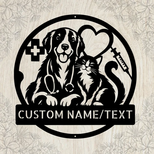 Custom Veterinary Clinic Metal Sign Personalized Vet Hospital Wall Decor Custom veterinary clinic metal sign with personalized clinic name, vet hospital wall decor and professional animal care office sign for indoor or outdoor display.