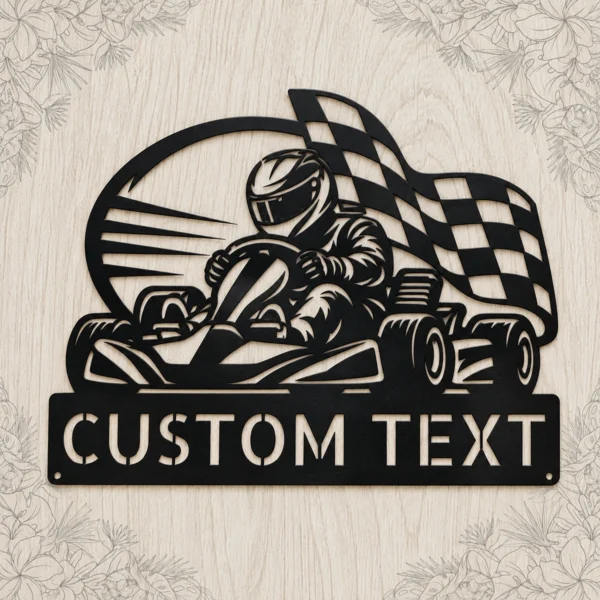 Custom Karting Metal Sign Personalized Go Kart Racing Garage Wall Decor Gift Custom karting metal sign with personalized racer name and number, go kart racing garage wall decor and motorsport gift for kart racers and racing fans.