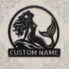 Custom Mermaid Metal Sign Personalized Beach House Nautical Wall Decor Gift Custom mermaid metal sign with personalized name, nautical beach house wall decor and coastal ocean art gift for mermaid lovers and seaside homes.