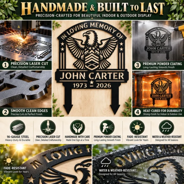 Custom Gysgt Chevrons Metal Stake Sign Personalized Usmc Marine Garden Decor Custom GySgt chevrons metal stake sign personalized with name and service dates, military garden yard decor for Gunnery Sergeants, veterans and families.