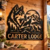 Custom Howling Wolf Metal Sign Personalized Forest Wildlife Cabin Wall Decor Custom howling wolf metal sign with personalized name, forest wildlife wall decor and rustic cabin art for nature lovers, hunters and outdoor enthusiasts.
