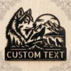 Custom Howling Wolf Metal Sign Personalized Forest Wildlife Cabin Wall Decor Custom howling wolf metal sign with personalized name, forest wildlife wall decor and rustic cabin art for nature lovers, hunters and outdoor enthusiasts.