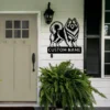 Custom Keeshond metal sign with personalized dog name and Wolfspitz silhouette, unique dog wall decor and pet gift for Keeshond owners and dog lovers.