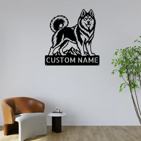 Custom Siberian Husky Metal Sign Personalized Dog Wall Art Decor Gift Custom Siberian Husky metal sign with personalized dog name and Husky silhouette, unique dog wall art and pet decor gift for Siberian Husky owners and lovers.