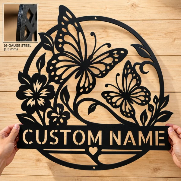 Custom Butterflies Metal Sign Personalized Butterfly Wall Decor Garden Art Gift Custom butterflies metal sign with personalized name, butterfly wall decor and garden art, perfect for gardens, patios, nature lovers and unique gifts.