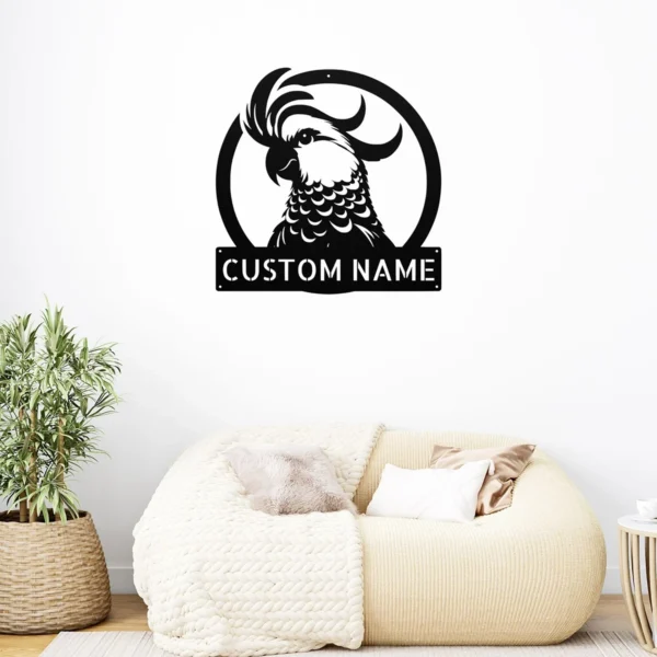 Custom Cockatoo Sulfur Bird Metal Sign Personalized Parrot Wall Decor Art Gift Custom cockatoo sulfur bird metal sign with personalized name, parrot wall decor, bird artwork and unique gift for cockatoo owners and bird lovers.