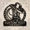 Custom Cowboy Boots Metal Sign Personalized Western Country Barn Wall Decor Custom cowboy boots metal sign with personalized name, Western country barn wall decor and rustic ranch art for cowboys, cowgirls and farmhouse spaces.