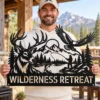Custom Fly Fishing Metal Sign Deer Eagle Name Plaque Man Cave Cabin Wall Decor Custom fly fishing metal sign with personalized name, fisherman wall art and outdoor fishing decor for anglers, cabins, lake houses and fishing gifts.