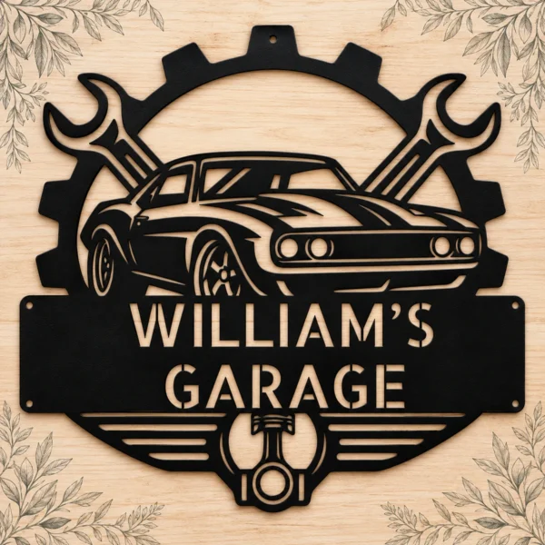 Custom Mechanic Garage Metal Sign Personalized Auto Repair Shop Decor Custom mechanic garage metal sign with personalized name and auto repair shop text, automotive wall decor for mechanics, workshops and garage owners.