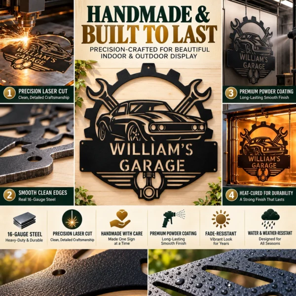 Custom Mechanic Garage Metal Sign Personalized Auto Repair Shop Decor Custom mechanic garage metal sign with personalized name and auto repair shop text, automotive wall decor for mechanics, workshops and garage owners.