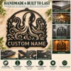 Custom Octopus Metal Sign Personalized Nautical Beach House Wall Decor Art Custom octopus metal sign with personalized name, nautical beach house wall decor and ocean art, perfect for coastal homes, boats and marine lovers.
