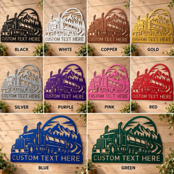 Custom Tank Truck Metal Sign Personalized Gas Trucker Garage Wall Decor Custom tank truck metal sign with personalized trucker name, gas tanker design and garage wall decor for tanker drivers, trucking companies and truck lovers.
