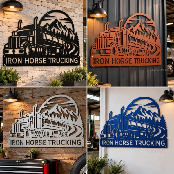 Custom Tank Truck Metal Sign Personalized Gas Trucker Garage Wall Decor Custom tank truck metal sign with personalized trucker name, gas tanker design and garage wall decor for tanker drivers, trucking companies and truck lovers.