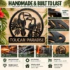 Custom Toucan Birds Metal Sign Personalized Tropical Wall Decor Garden Art Custom toucan birds metal sign with personalized name, tropical bird wall decor and garden art, perfect for outdoor spaces, bird lovers and tropical décor.