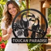 Custom Toucan Birds Metal Sign Personalized Tropical Wall Decor Garden Art Custom toucan birds metal sign with personalized name, tropical bird wall decor and garden art, perfect for outdoor spaces, bird lovers and tropical décor.