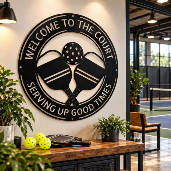 Custom Pickleball Metal Sign Personalized Court Decor Player Gift Custom pickleball metal sign personalized with player or court name, unique wall decor for pickleball courts, clubs, game rooms and player gifts.