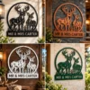 Custom Couple Deer Metal Sign Personalized Buck Doe Cabin Wall Decor Custom couple deer metal sign with personalized names or family name, buck and doe rustic cabin wall decor for couples, weddings and wildlife lovers.