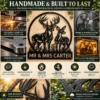 Custom Couple Deer Metal Sign Personalized Buck Doe Cabin Wall Decor Custom couple deer metal sign with personalized names or family name, buck and doe rustic cabin wall decor for couples, weddings and wildlife lovers.