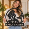 Custom Mermaid Metal Sign Personalized Beach House Nautical Wall Decor Gift Custom mermaid metal sign with personalized name, nautical beach house wall decor and coastal ocean art gift for mermaid lovers and seaside homes.