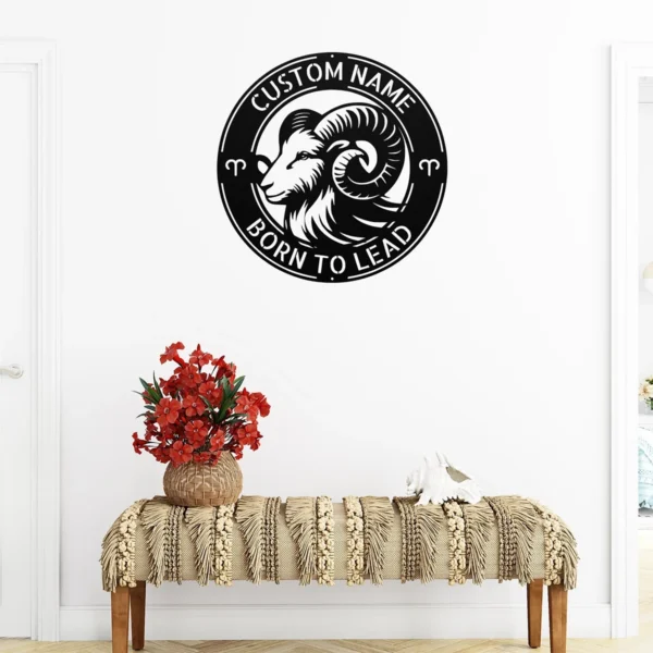 Custom Aries Metal Art Sign Personalized Zodiac Wall Decor Astrology Gift Custom Aries metal art sign with personalized name, Aries zodiac symbol and astrology design, perfect for wall decor, birthday gifts and horoscope lovers.