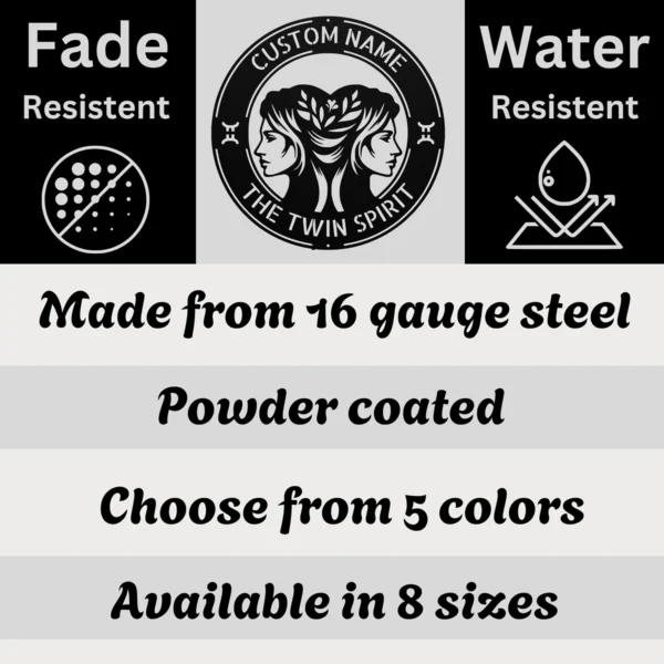 Custom Gemini Metal Sign Personalized Zodiac Wall Art Astrology Birthday Gift Custom Gemini metal sign with personalized name, Gemini zodiac symbol and astrology design, perfect for birthday gifts, wall decor and horoscope lovers.
