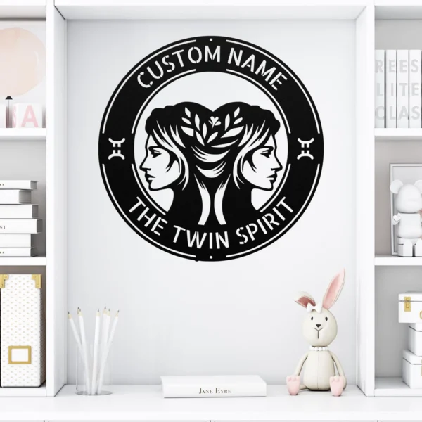Custom Gemini Metal Sign Personalized Zodiac Wall Art Astrology Birthday Gift Custom Gemini metal sign with personalized name, Gemini zodiac symbol and astrology design, perfect for birthday gifts, wall decor and horoscope lovers.