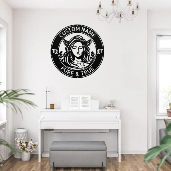 Custom Virgo Metal Sign Personalized Zodiac Wall Decor Astrology Gift Custom Virgo metal sign with personalized name, Virgo zodiac symbol and astrology design, perfect for wall decor, birthday gifts and horoscope lovers.