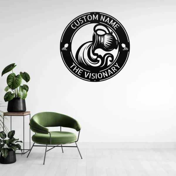 Custom Aquarius Metal Sign Personalized Zodiac Wall Art Astrology Birthday Gift Custom Aquarius metal sign with personalized name, Aquarius zodiac symbol and astrology design, perfect for birthday gifts, wall decor and horoscope lovers.