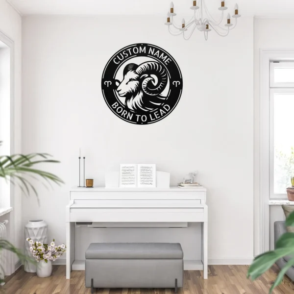 Custom Aries Metal Art Sign Personalized Zodiac Wall Decor Astrology Gift Custom Aries metal art sign with personalized name, Aries zodiac symbol and astrology design, perfect for wall decor, birthday gifts and horoscope lovers.