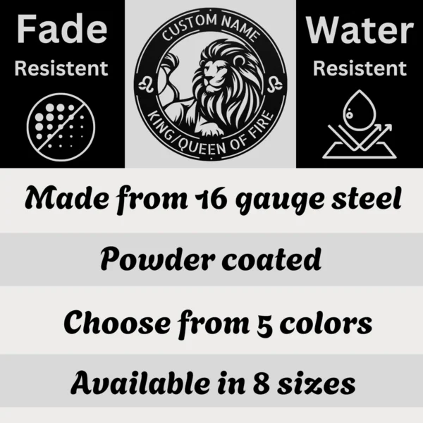 Custom Leo Metal Sign Personalized Zodiac Wall Art Astrology Birthday Gift Custom Leo metal sign with personalized name, Leo zodiac symbol and astrology design, perfect for birthday gifts, wall decor and horoscope lovers.