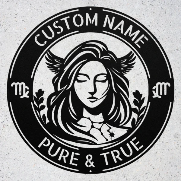 Custom Virgo Metal Sign Personalized Zodiac Wall Decor Astrology Gift Custom Virgo metal sign with personalized name, Virgo zodiac symbol and astrology design, perfect for wall decor, birthday gifts and horoscope lovers.