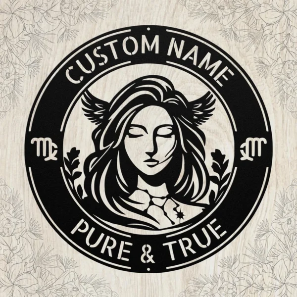 Custom Virgo Metal Sign Personalized Zodiac Wall Decor Astrology Gift Custom Virgo metal sign with personalized name, Virgo zodiac symbol and astrology design, perfect for wall decor, birthday gifts and horoscope lovers.