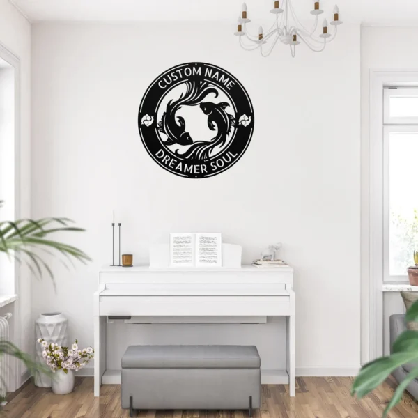 Custom Pisces Metal Sign Personalized Zodiac Wall Art Astrology Birthday Gift Custom Pisces metal sign with personalized name, Pisces zodiac symbol and astrology design, perfect for birthday gifts, wall decor and horoscope lovers.