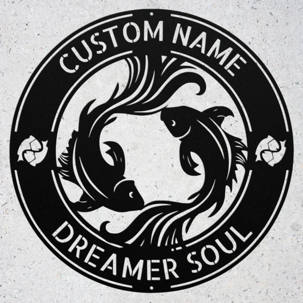 Custom Pisces Metal Sign Personalized Zodiac Wall Art Astrology Birthday Gift Custom Pisces metal sign with personalized name, Pisces zodiac symbol and astrology design, perfect for birthday gifts, wall decor and horoscope lovers.