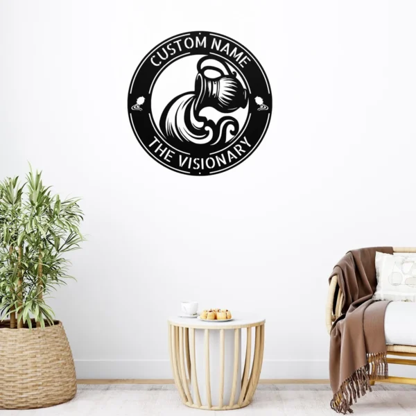 Custom Aquarius Metal Sign Personalized Zodiac Wall Art Astrology Birthday Gift Custom Aquarius metal sign with personalized name, Aquarius zodiac symbol and astrology design, perfect for birthday gifts, wall decor and horoscope lovers.