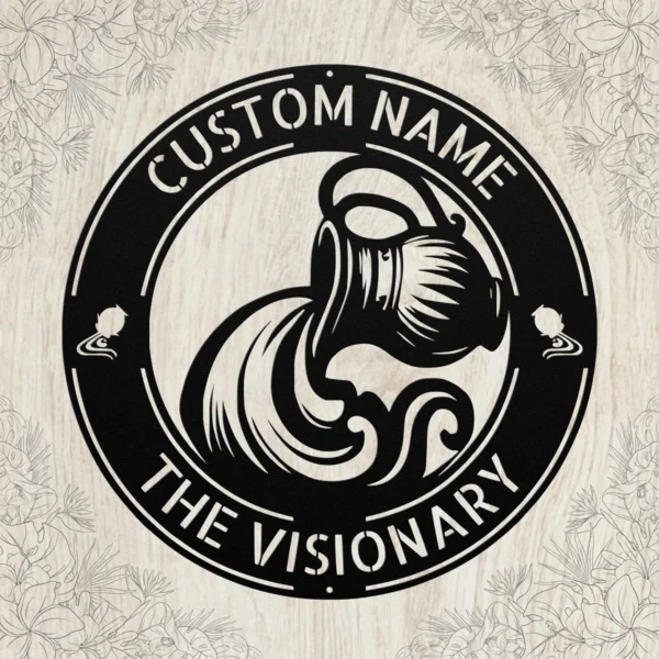Custom Aquarius Metal Sign Personalized Zodiac Wall Art Astrology Birthday Gift Custom Aquarius metal sign with personalized name, Aquarius zodiac symbol and astrology design, perfect for birthday gifts, wall decor and horoscope lovers.