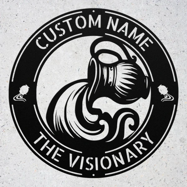 Custom Aquarius Metal Sign Personalized Zodiac Wall Art Astrology Birthday Gift Custom Aquarius metal sign with personalized name, Aquarius zodiac symbol and astrology design, perfect for birthday gifts, wall decor and horoscope lovers.