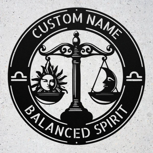 Custom Libra Metal Sign Personalized Zodiac Wall Art Astrology Birthday Gift Custom Libra metal sign with personalized name, Libra zodiac symbol and astrology design, perfect for birthday gifts, wall décor and horoscope lover
