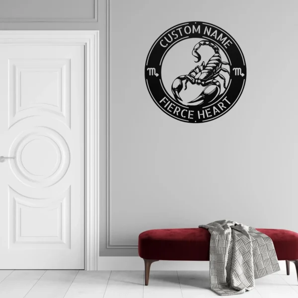Custom Scorpio Metal Sign Personalized Zodiac Horoscope Wall Art Astrology Gift Custom Scorpio metal sign with personalized name, zodiac horoscope design, astrology wall art, Scorpio decor, personalized birthday gift.