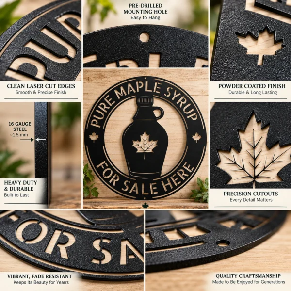 Custom Maple Syrup Metal Sign Personalized Sugarhouse Cabin Wall Decor Custom maple syrup metal sign with personalized sugarhouse or family name, rustic cabin wall decor for maple farms, sugar shacks, kitchens and country homes.