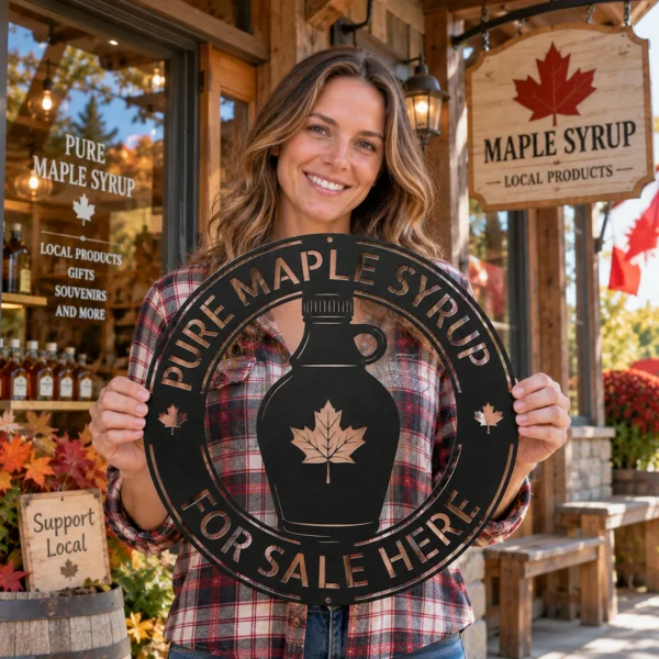 Custom Maple Syrup Metal Sign Personalized Sugarhouse Cabin Wall Decor Custom maple syrup metal sign with personalized sugarhouse or family name, rustic cabin wall decor for maple farms, sugar shacks, kitchens and country homes.