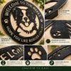 Custom Border Collie metal sign with personalized dog name and breed silhouette, unique dog wall art and pet decor gift for Border Collie owners and lovers.