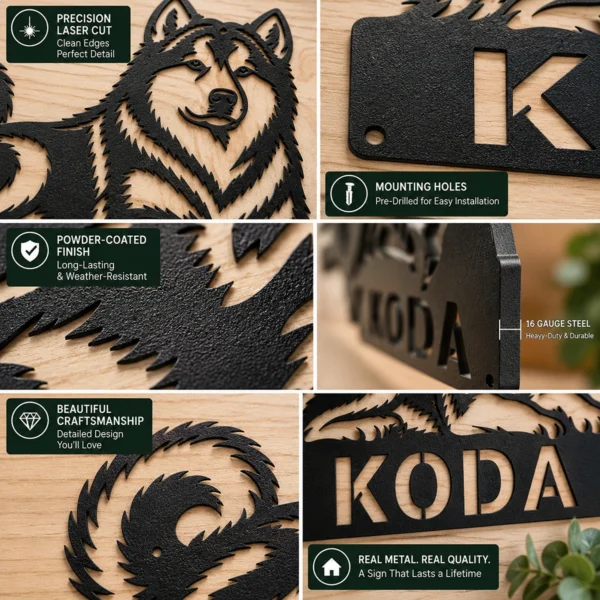 Custom Alaskan Malamute Metal Sign Personalized Dog Wall Art Decor Gift Custom Alaskan Malamute metal sign with personalized dog name and breed silhouette, unique dog wall art and pet decor gift for Malamute owners and lovers.