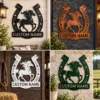 Custom Horse Horseshoe Metal Sign Personalized Ranch Equestrian Wall Decor Custom horse horseshoe metal sign with personalized ranch or stable name, equestrian wall decor for horse lovers, riders, barns, ranches and tack rooms.