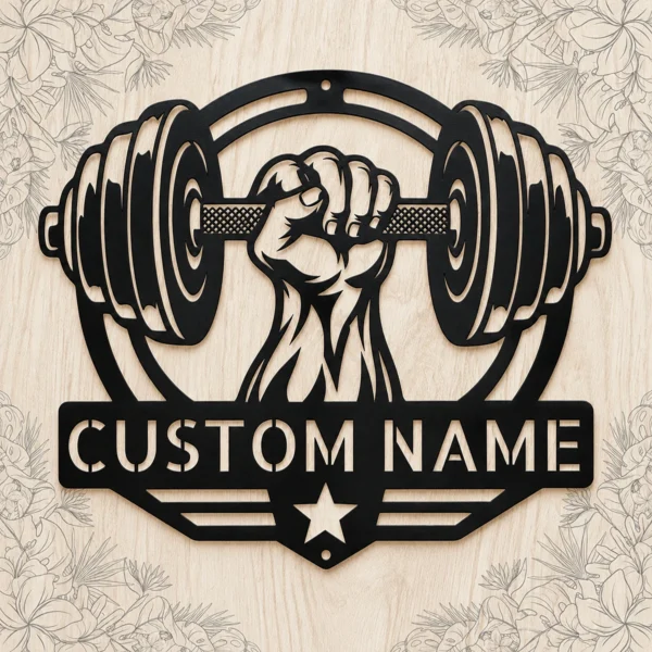 Custom Weightlifting Metal Sign Personalized Gym Wall Art Fitness Fan Gift Custom weightlifting metal sign with personalized name or gym text, fitness wall art and workout decor gift for weightlifters, bodybuilders and gym lovers.