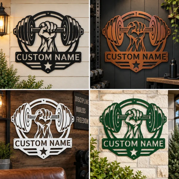 Custom Weightlifting Metal Sign Personalized Gym Wall Art Fitness Fan Gift Custom weightlifting metal sign with personalized name or gym text, fitness wall art and workout decor gift for weightlifters, bodybuilders and gym lovers.
