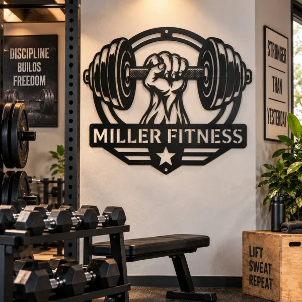 Custom Weightlifting Metal Sign Personalized Gym Wall Art Fitness Fan Gift Custom weightlifting metal sign with personalized name or gym text, fitness wall art and workout decor gift for weightlifters, bodybuilders and gym lovers.