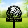 Personalized Hunter Memorial Metal Stake Deer Hunting Sympathy Plaque Sign Personalized hunter memorial metal stake with deer hunting design, custom name and dates, sympathy grave plaque and outdoor remembrance sign for a loved one.
