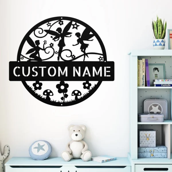 Custom Fairies Metal Sign Personalized Fairy Garden Wall Art Magical Gift Custom fairies metal sign with personalized name or message. Fairy garden wall art and magical décor for garden lovers, children, fantasy fans, and unique gifts.